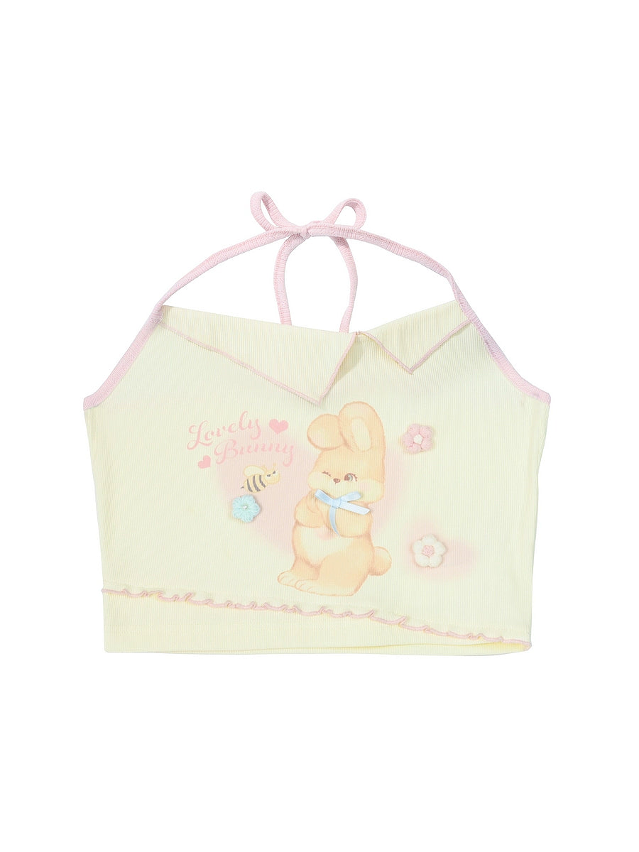 Lovely Bunny Sweet Suspender Sleeveless Crop Tops-ntbhshop