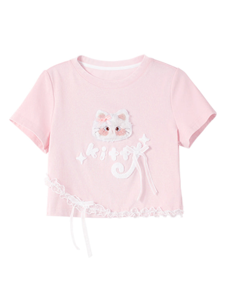 Cloud Kitten Crop Tops & Tees-Tops-ntbhshop