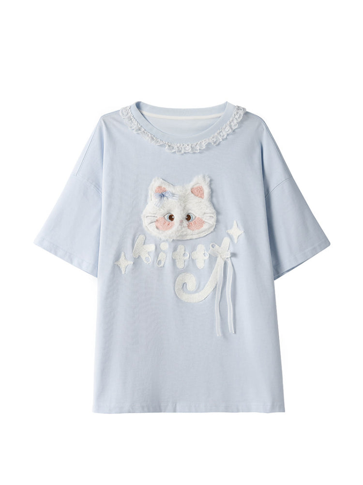 Cloud Kitten Crop Tops & Tees-Tops-ntbhshop