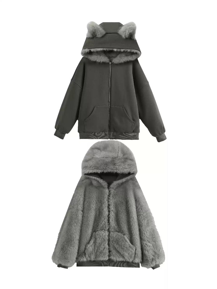 Silver Frost Wolf Hood Jacket-Outerwear-ntbhshop