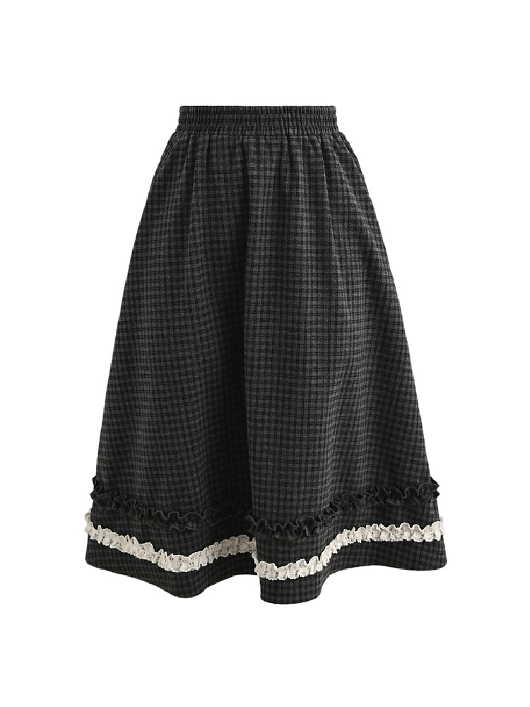 Inkroom Preppy Plaid Midi Skirt-ntbhshop
