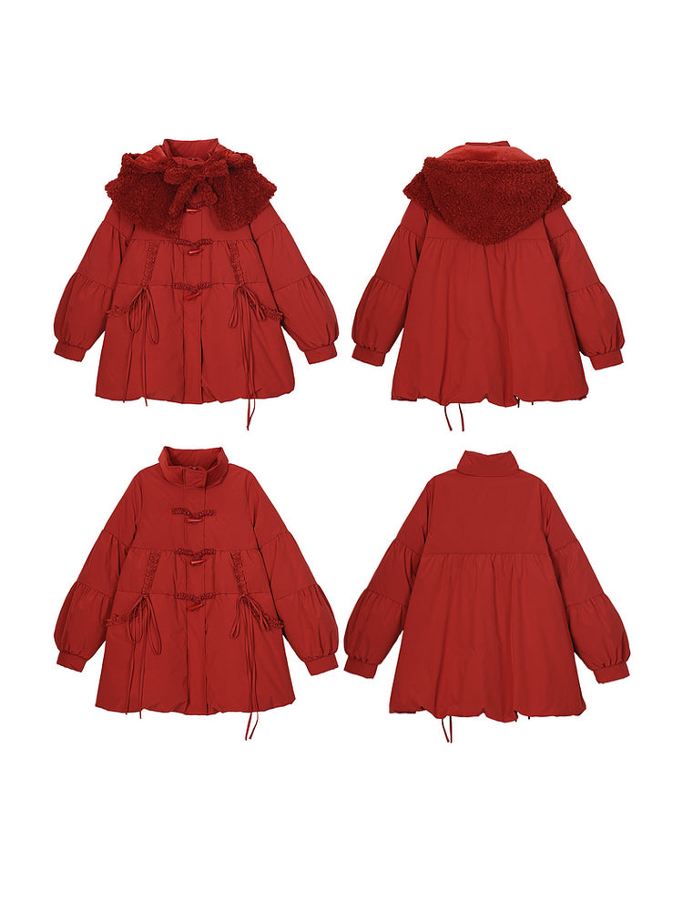 Little Red Riding Hood Down Coat with Detachable Hood-ntbhshop