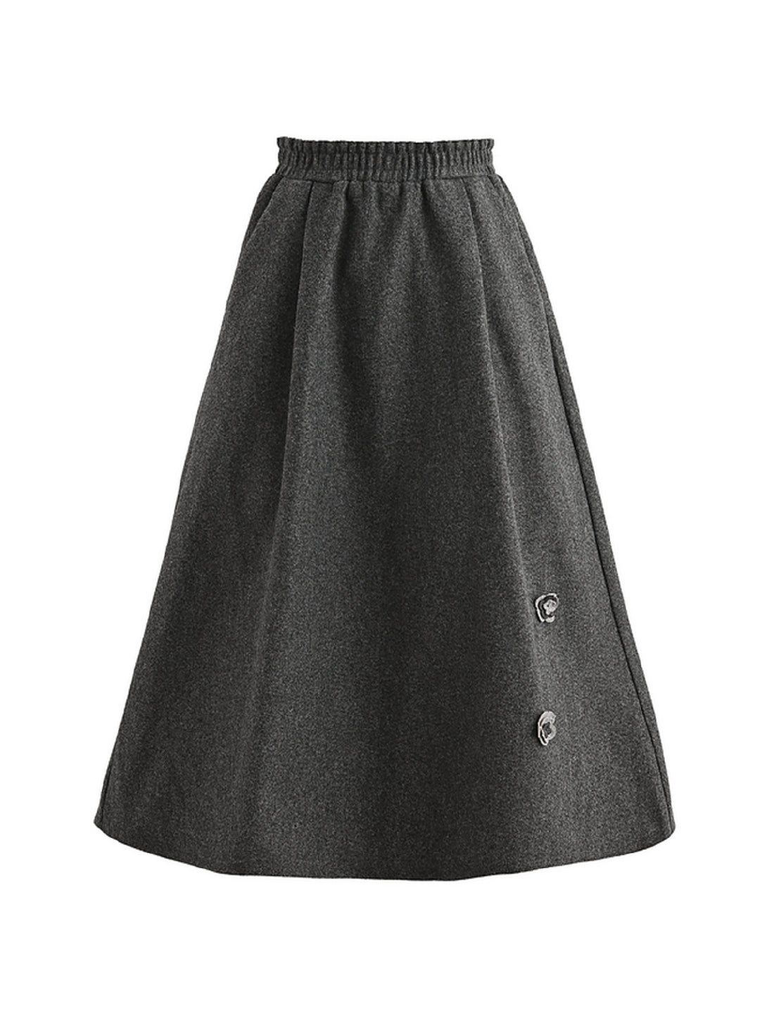 Ink Petal Wool Midi Skirt-ntbhshop