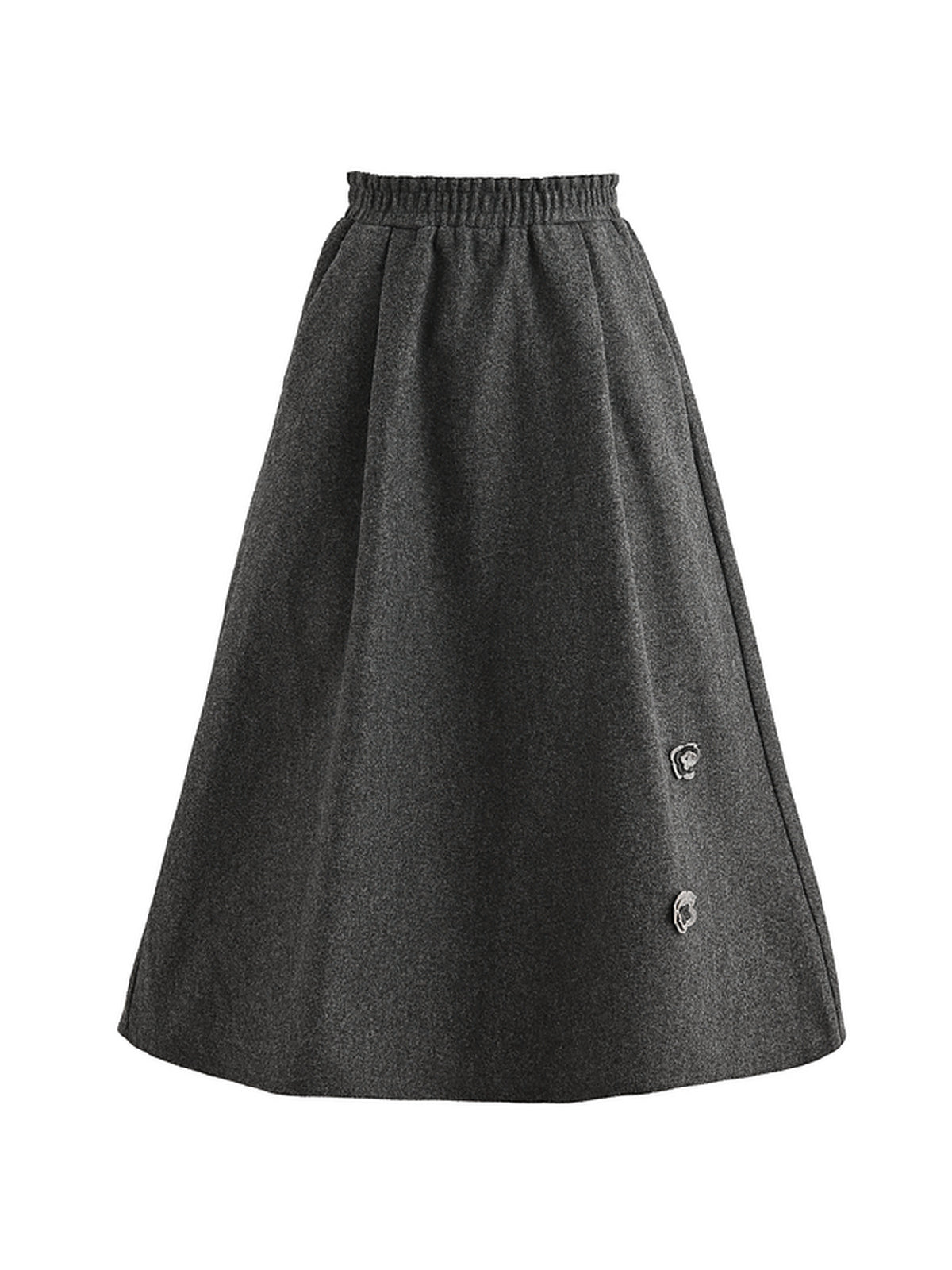 Ink Petal Wool Midi Skirt-ntbhshop