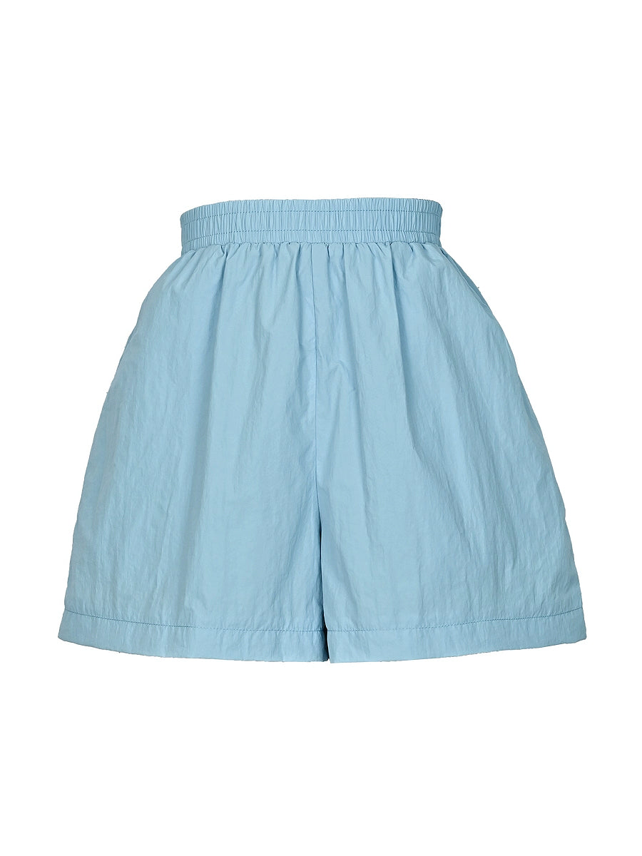 Simple Solid Color Elastic Waist Shorts-ntbhshop