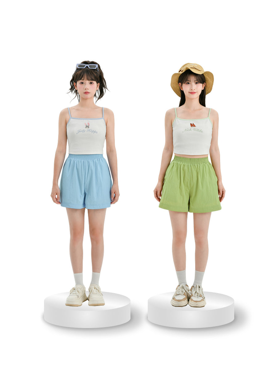 Simple Solid Color Elastic Waist Shorts-ntbhshop