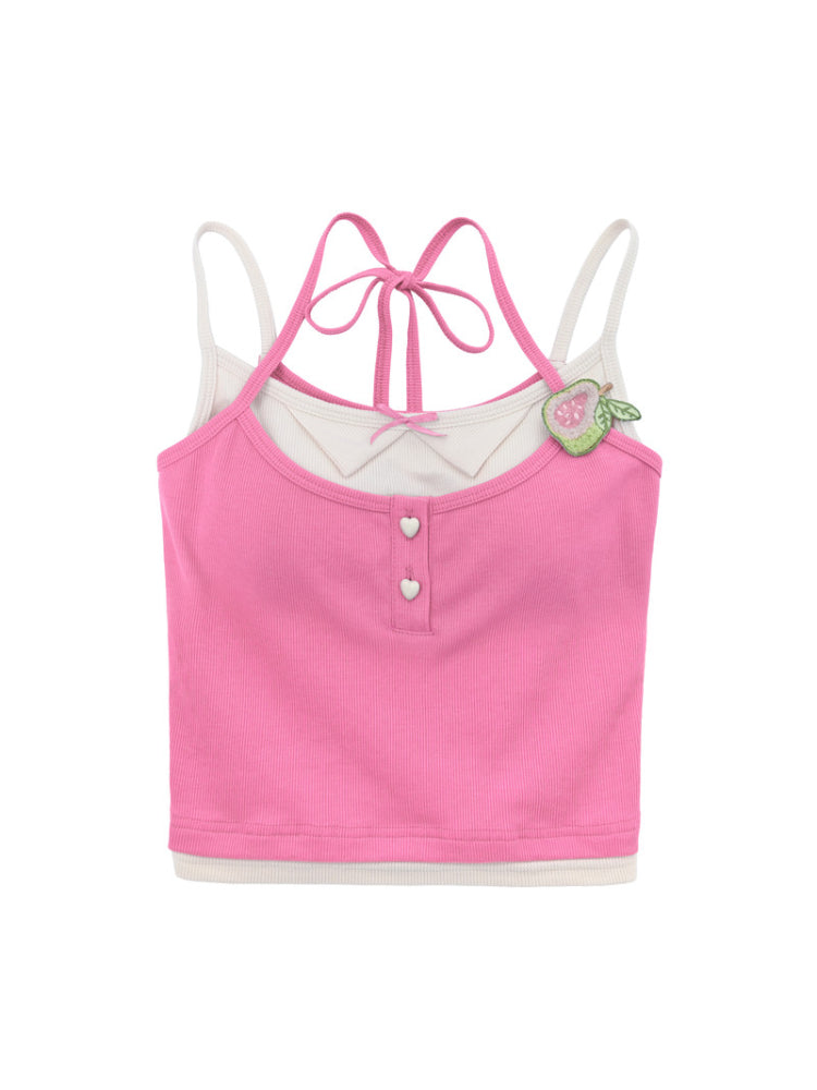 Guava Ribbed Bra Camisole-Tops-ntbhshop