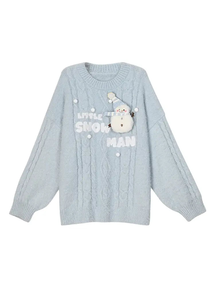 Little Snowman Knit Pullover Sweater-ntbhshop