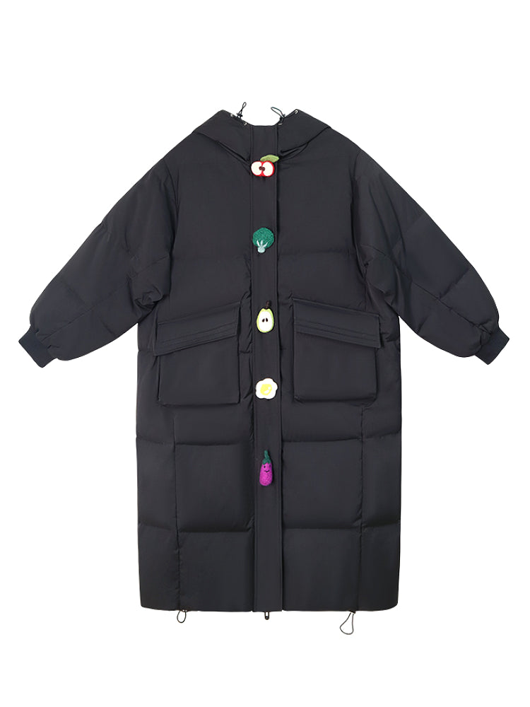 Black Devil & Fruit Puffer Coat-ntbhshop