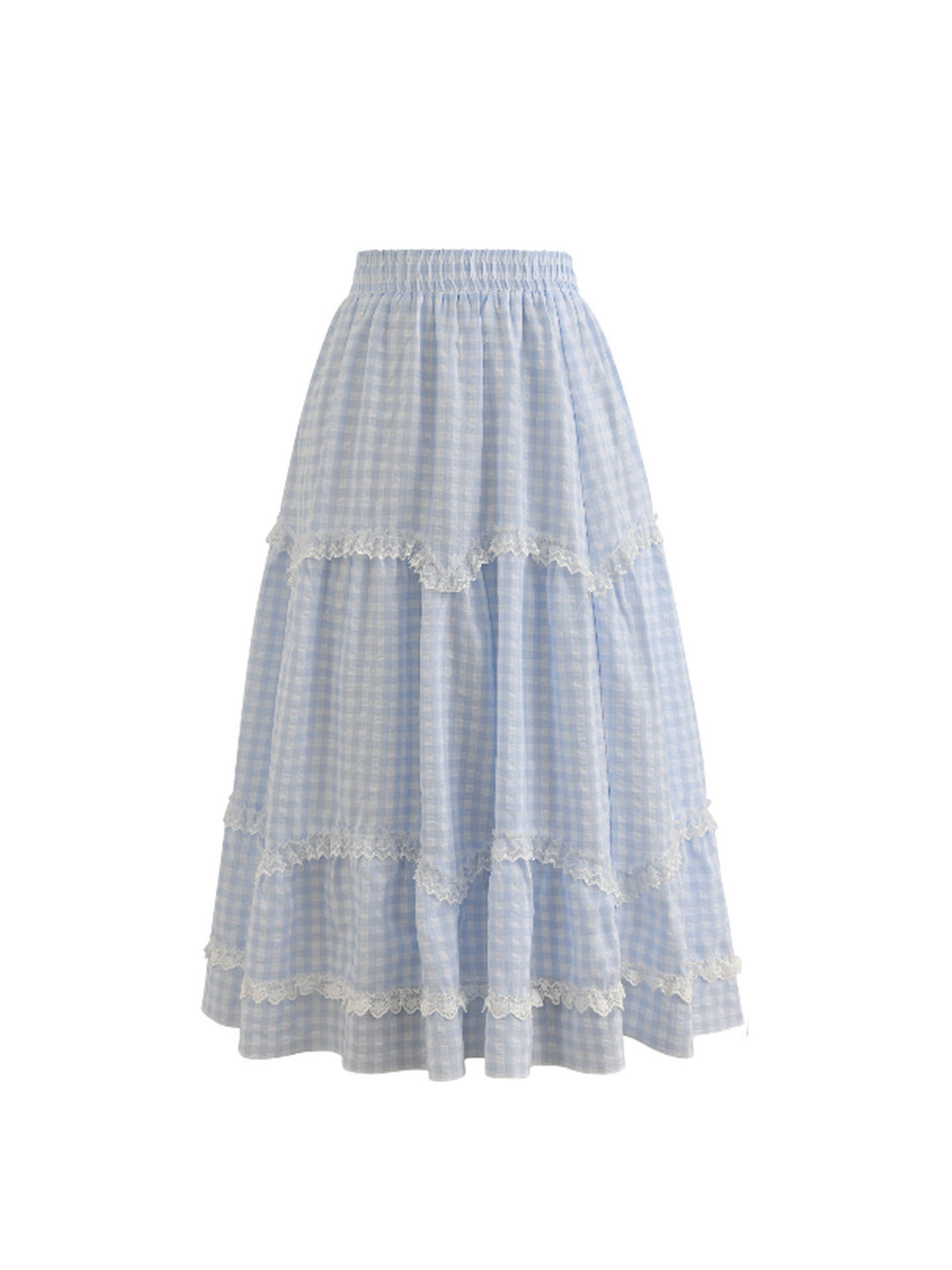 Blush Gingham Lace Skirts-Bottoms-ntbhshop
