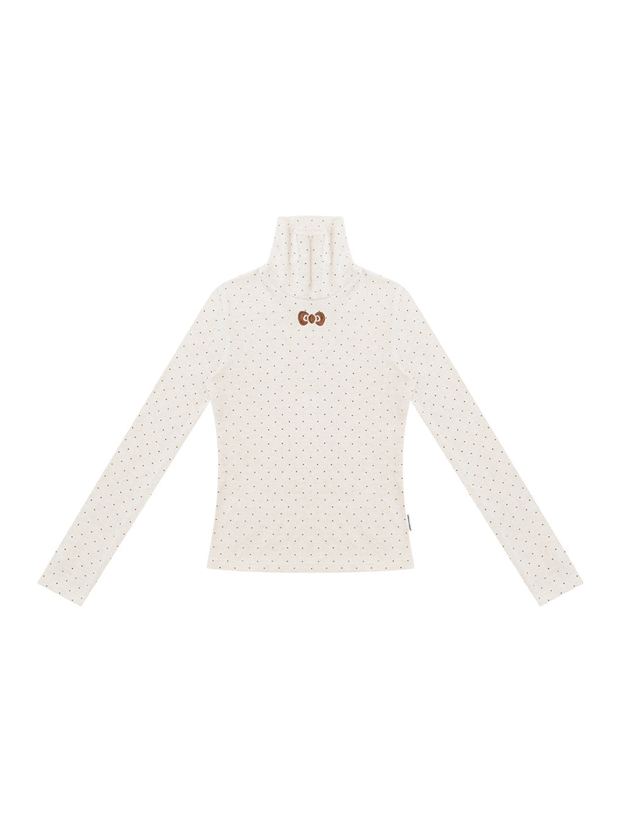 Cocoa Dot Turtleneck Tops-Tops-ntbhshop