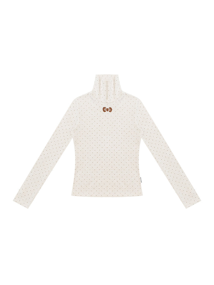 Cocoa Dot Turtleneck Tops-Tops-ntbhshop