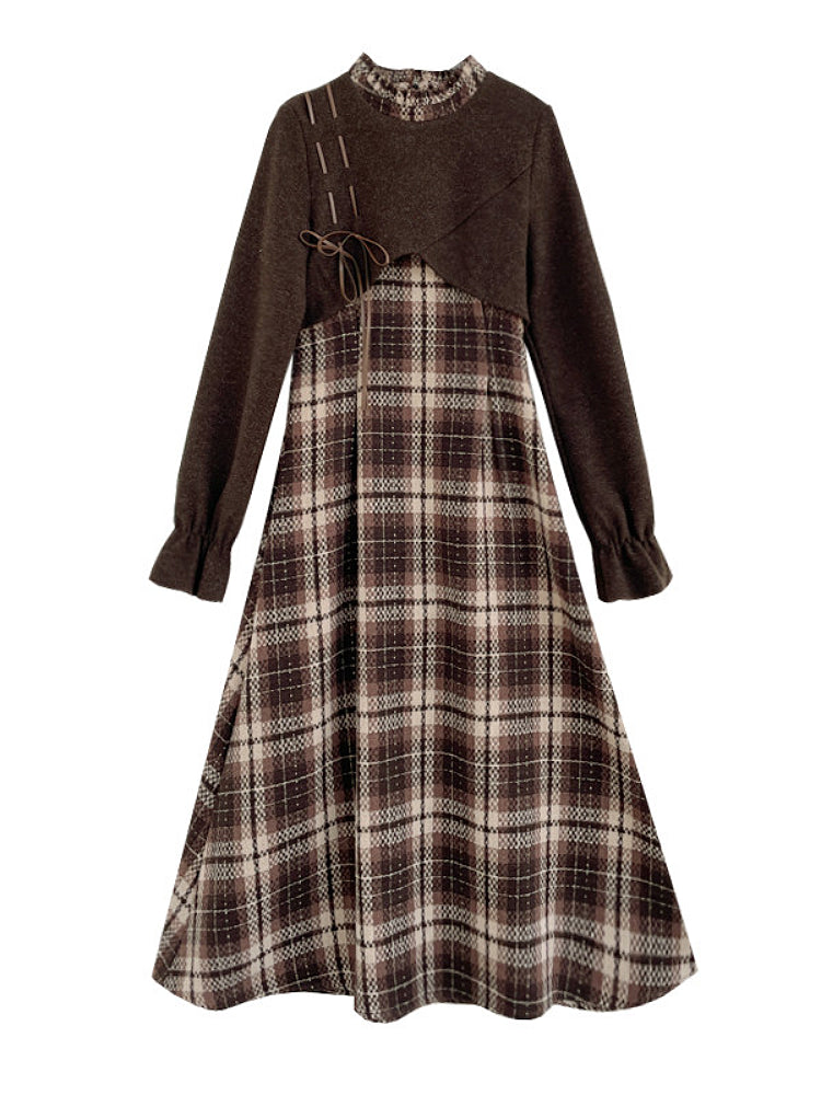 Hazelnut Afternoon Plaid Dress-Dresses-ntbhshop