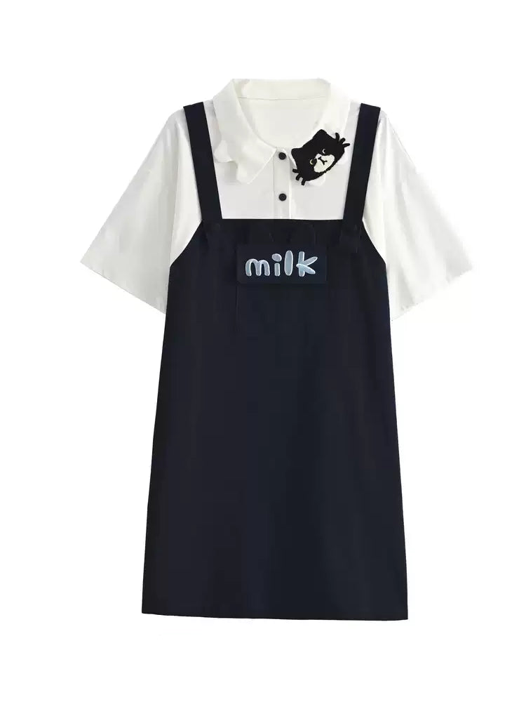 Milk Cat Overall Dress
