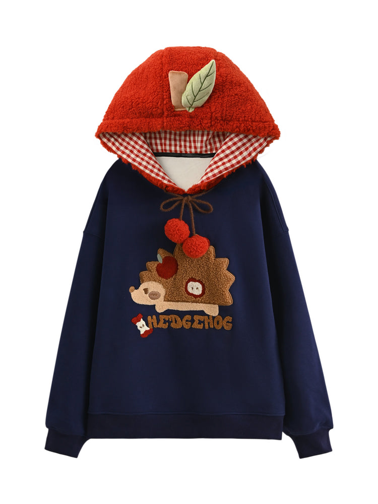 Hedgehog Pine Berry Fleece Hoodie-ntbhshop