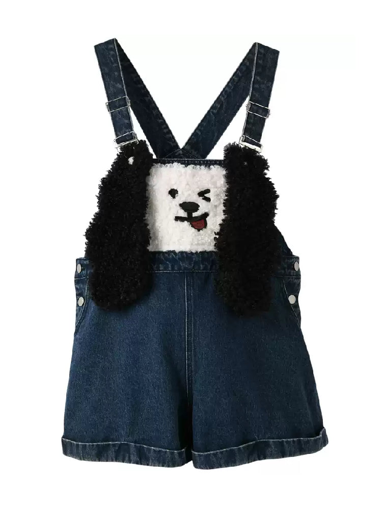 Puppy Milk Denim Overall Shorts-Bottoms-ntbhshop