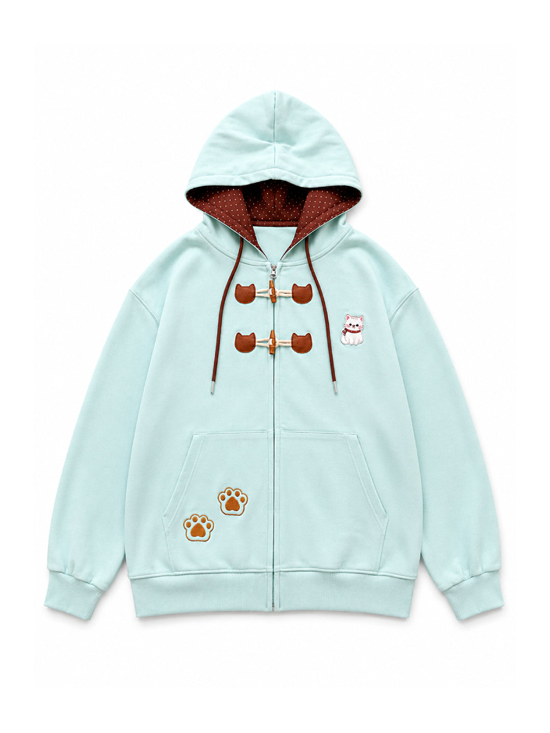 Chocomint Cat Hooded Jacket-Outerwear-ntbhshop