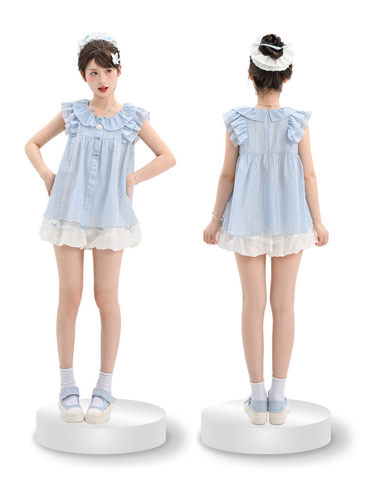 Bluebell Babydoll Blouse & Bubble Shorts-Sets-ntbhshop