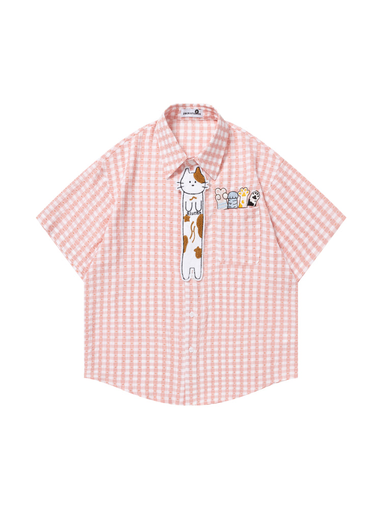 Kitten Picnic Gingham Shirt-Tops-ntbhshop
