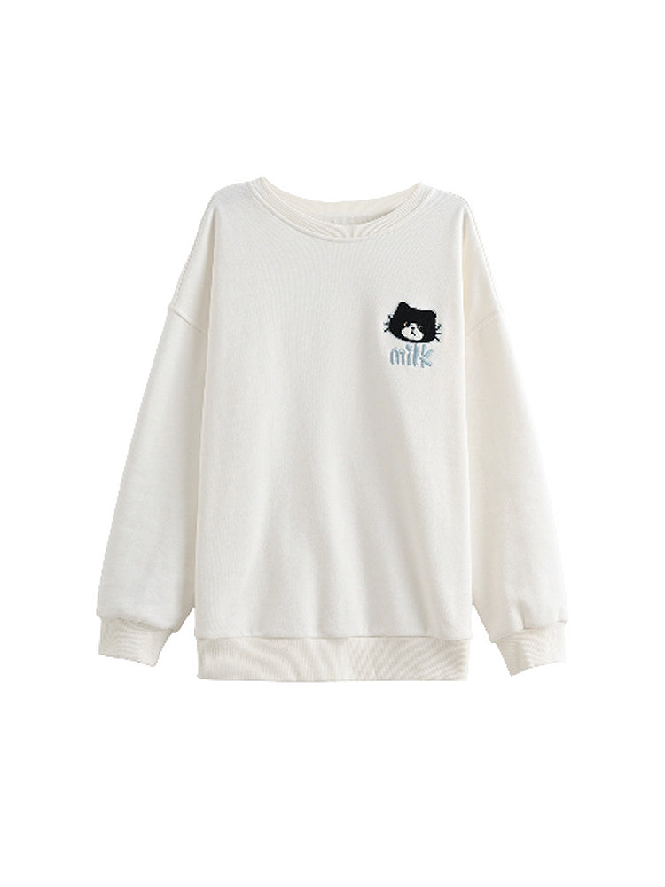 Milk Cat Unisex Fleece Sweatshirts-Tops-ntbhshop