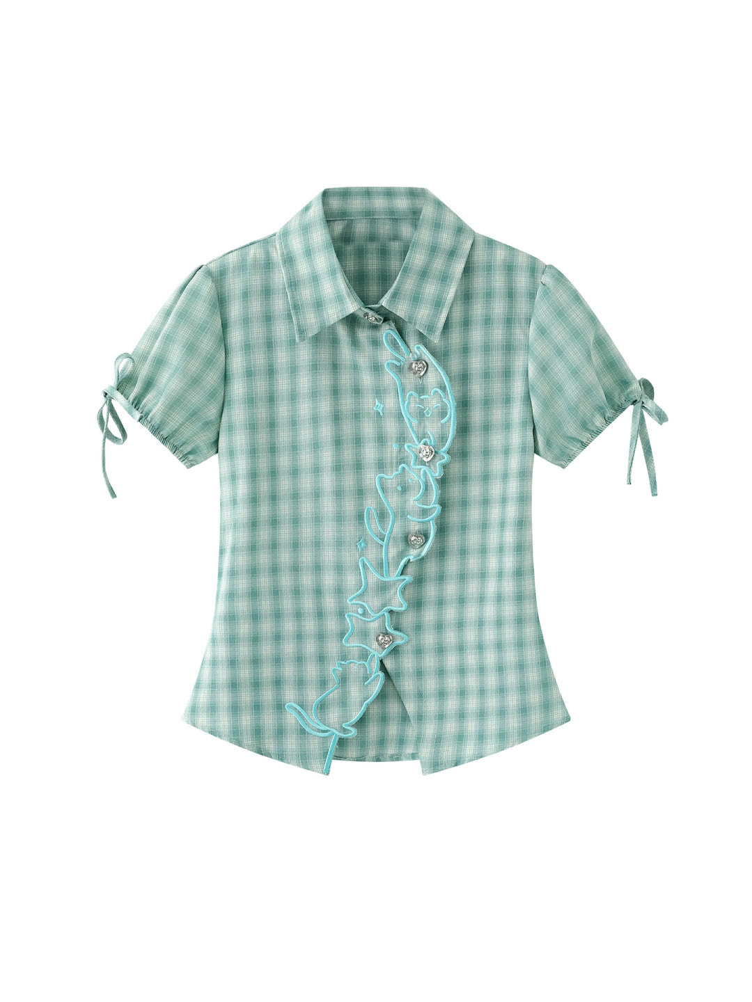 Minty Kitty Babydoll Blouse-Tops-ntbhshop