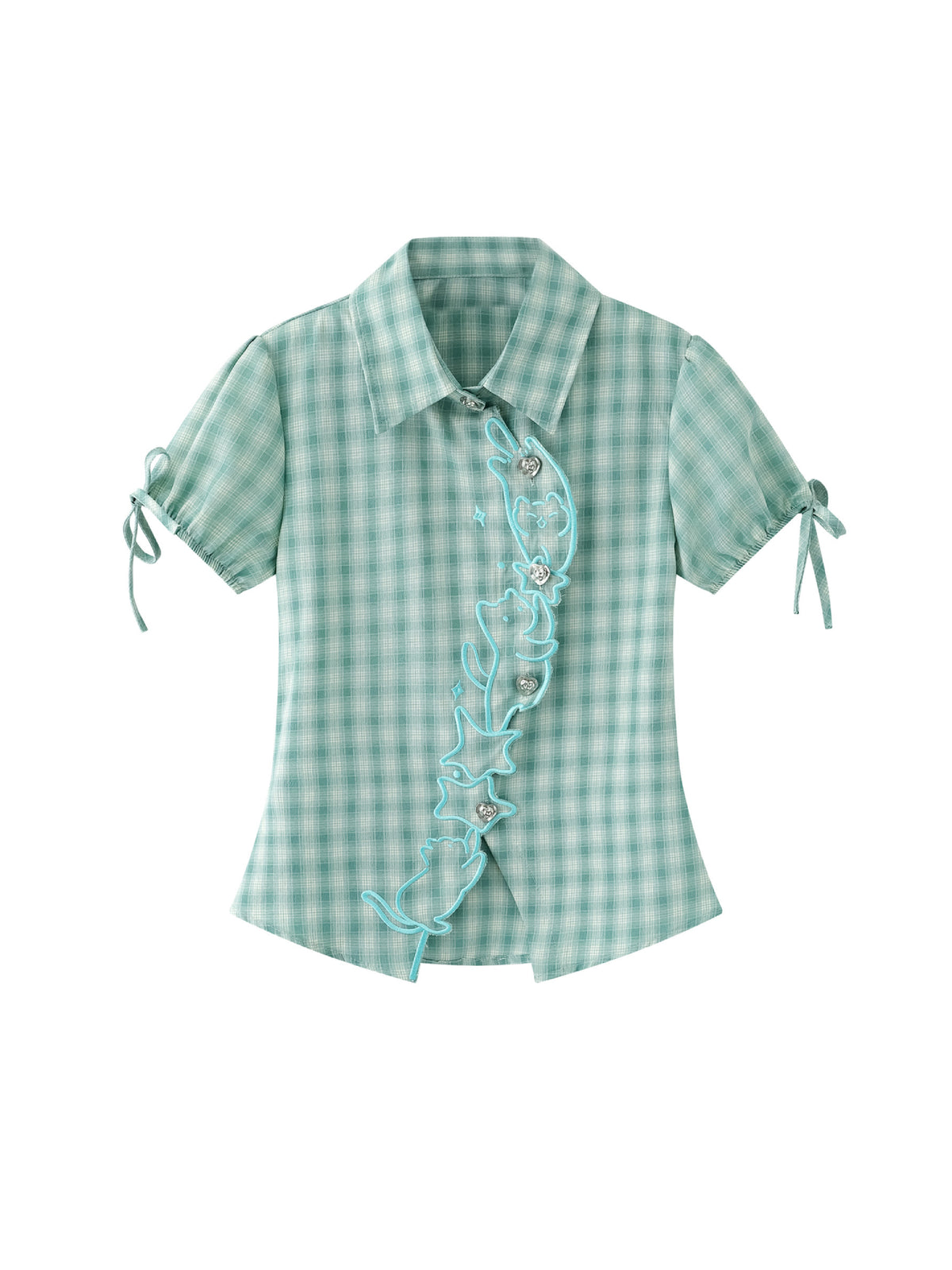 Minty Kitty Babydoll Blouse-Tops-ntbhshop