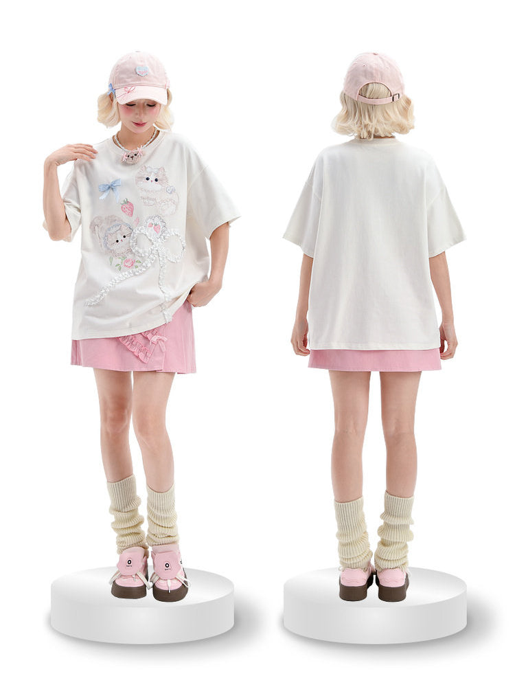Strawberry Kitty Crop Top & Tee-Tops-ntbhshop