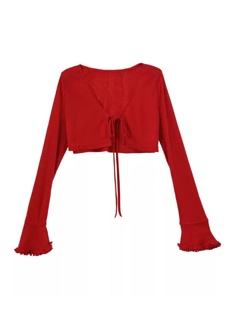 Cherry Cherry Knit Cardigan & Halter Dress-Sets-ntbhshop