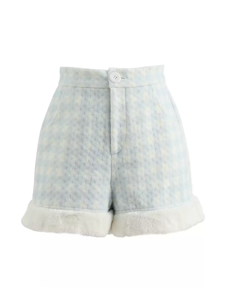 Cloud Milk Plaid Cuddle Shorts-Bottoms-ntbhshop