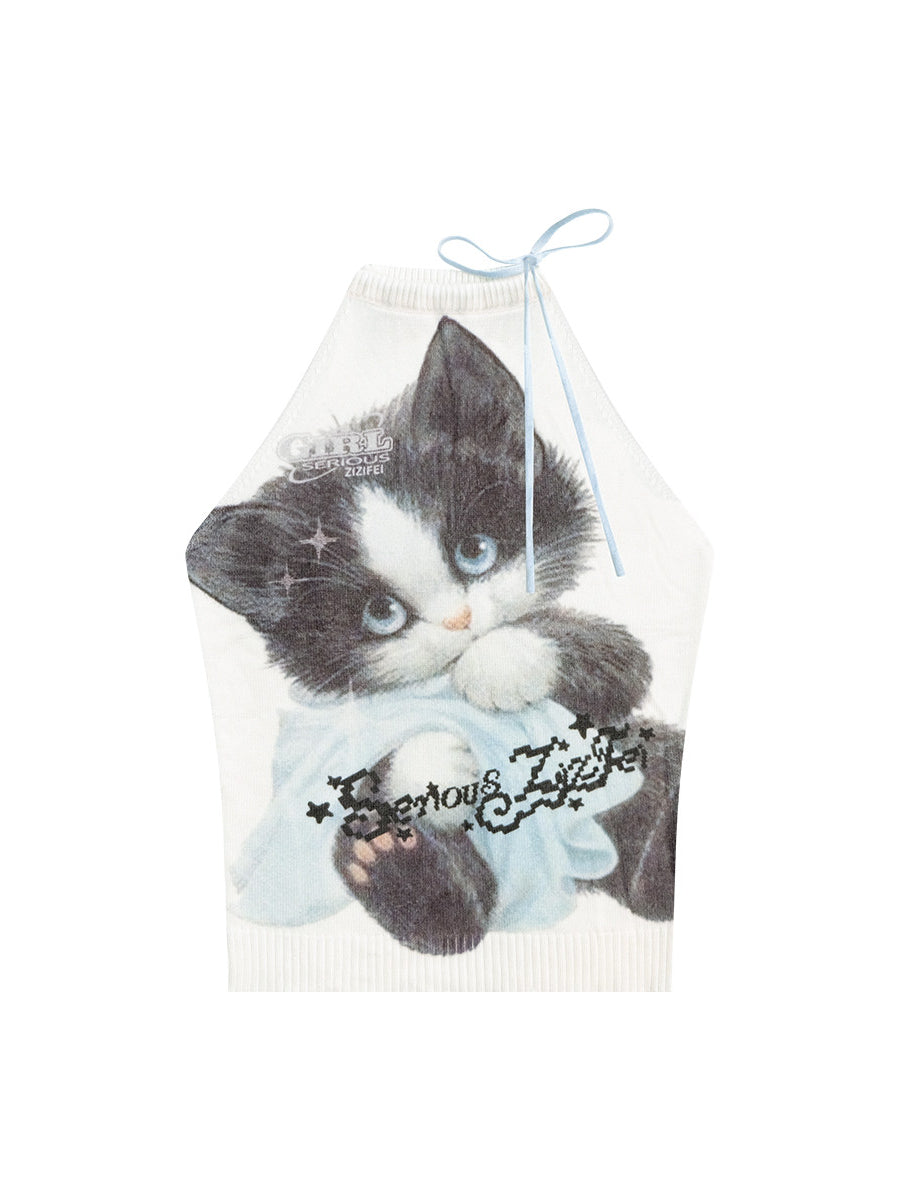 Serious Cat Halter Top-Tops-ntbhshop