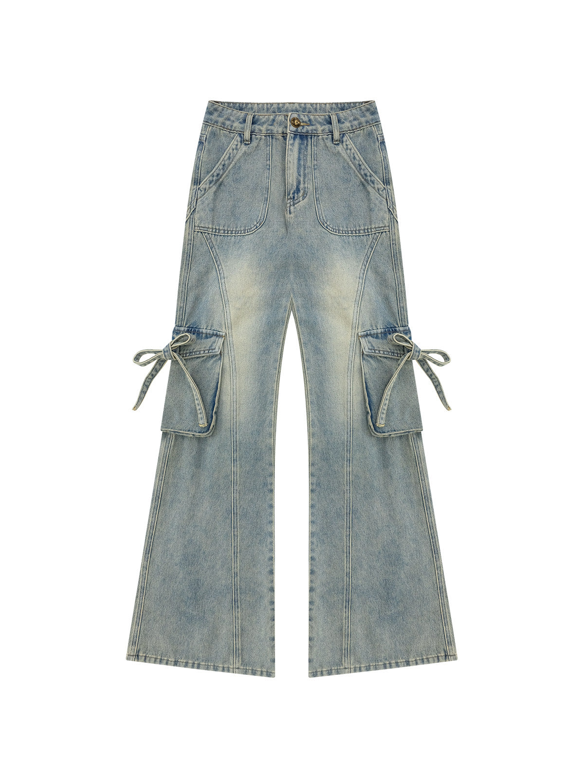 Bow Pocket Bootcut Jeans-Bottoms-ntbhshop
