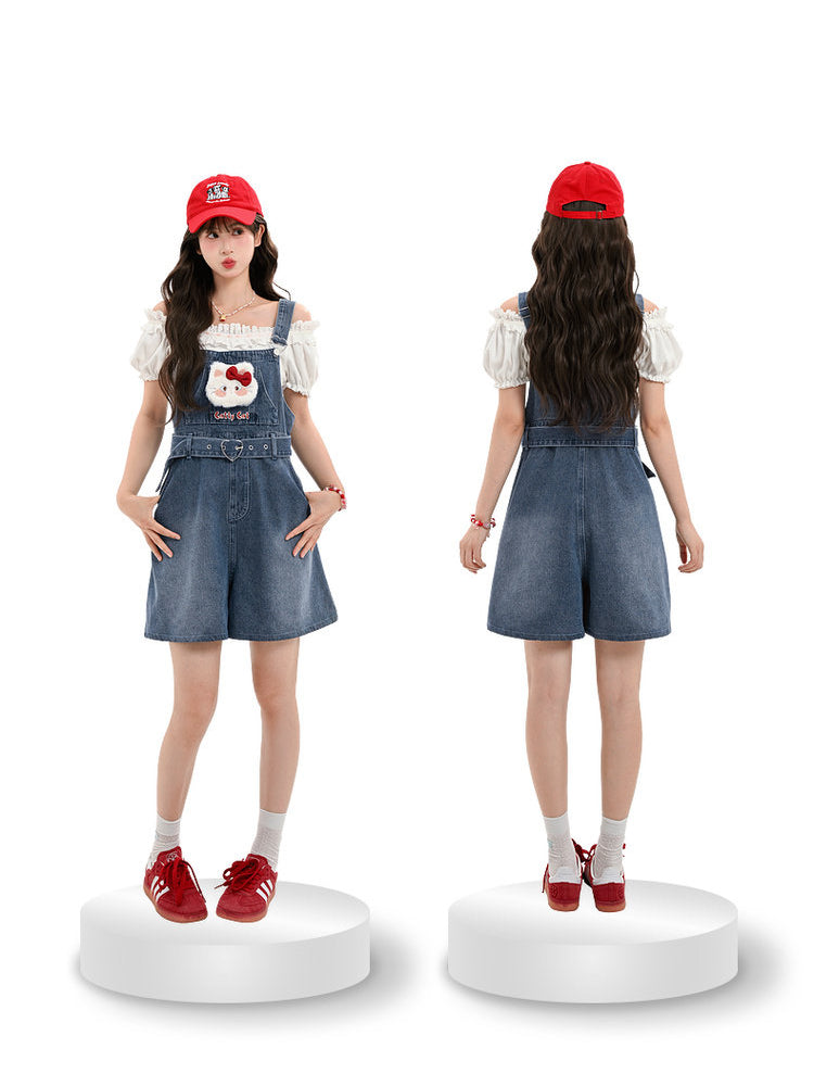 Sweet Bunny Denim Overall Shorts-Dresses-ntbhshop