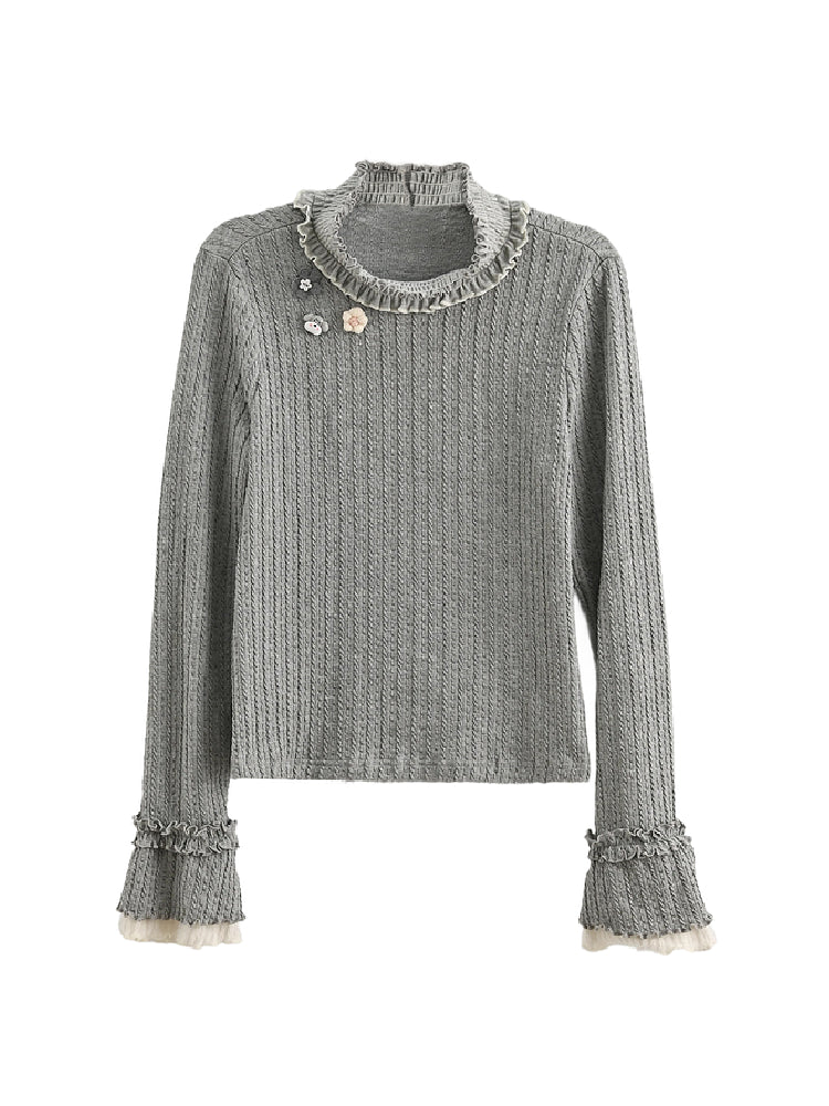 Snowden Rib Ruffle Turtlenecks-ntbhshop