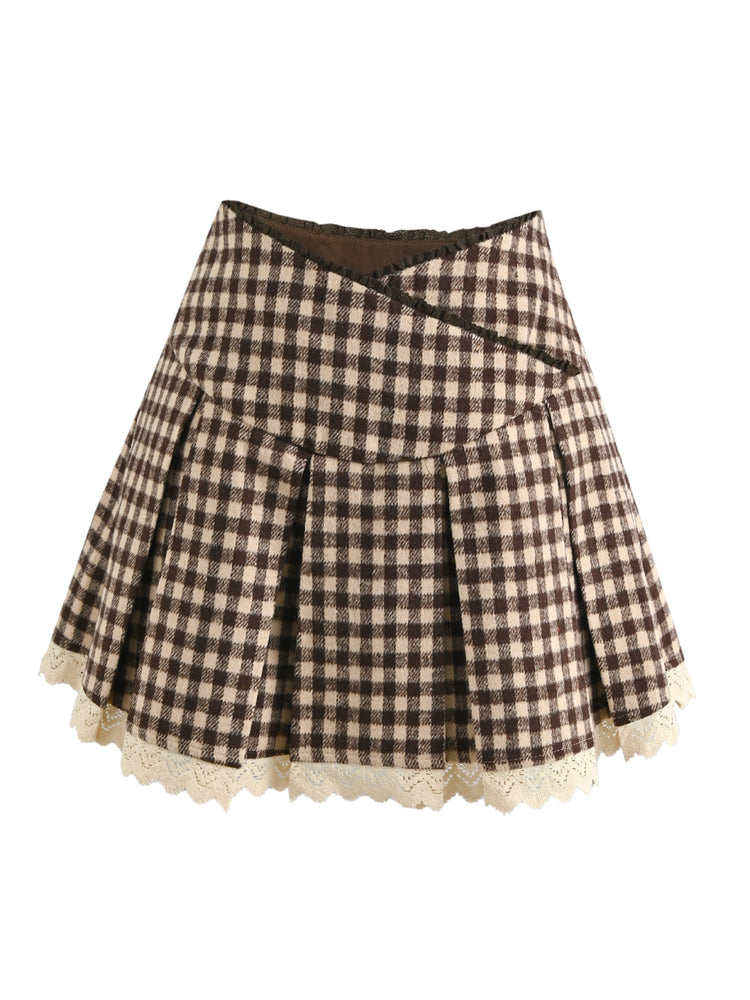 Biscuit Academia Plaid Pleated Skirt-Bottoms-ntbhshop