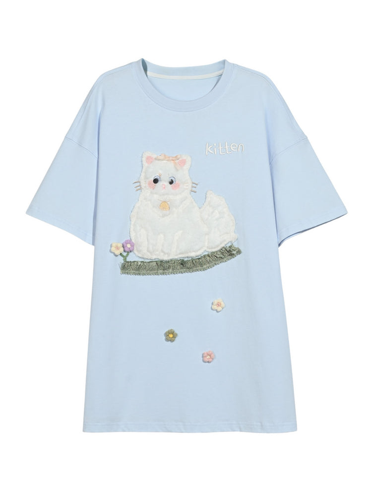 Kitten Garden Cotton Tee-Tops-ntbhshop