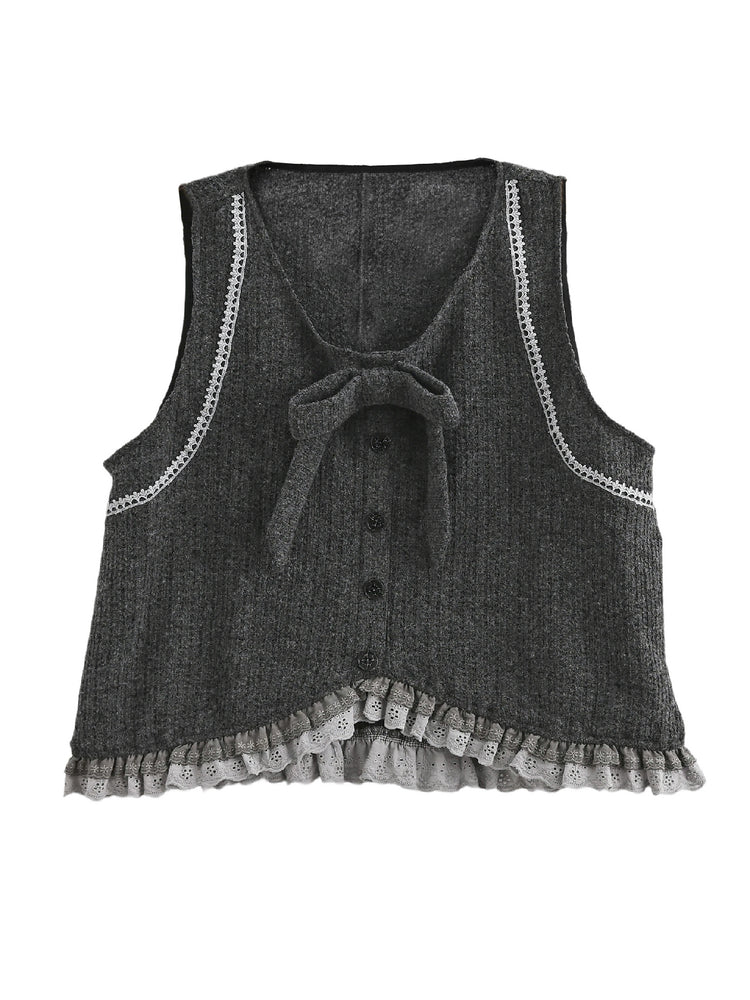 Moon Academy Knit Bow Vest-ntbhshop