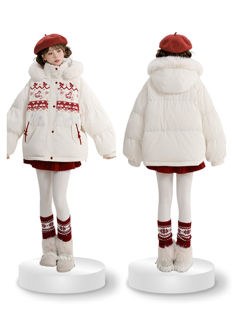 Rocking Pony Ribbon Puffer Jacket-Outerwear-ntbhshop