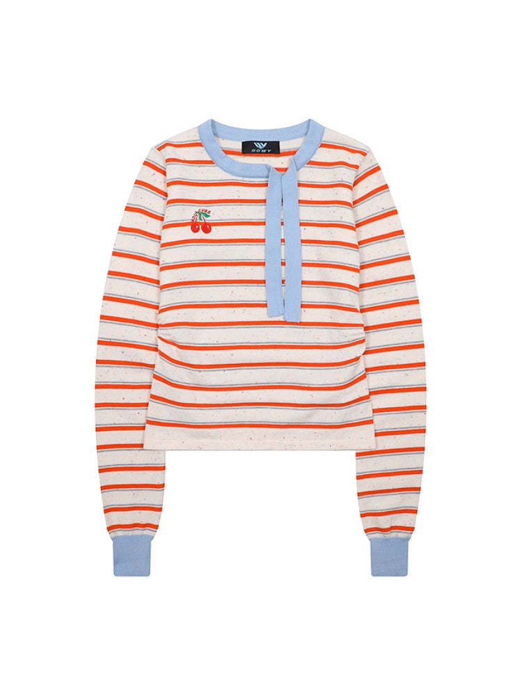 Cherry Cherry Stripe Slim Knit Tops-ntbhshop