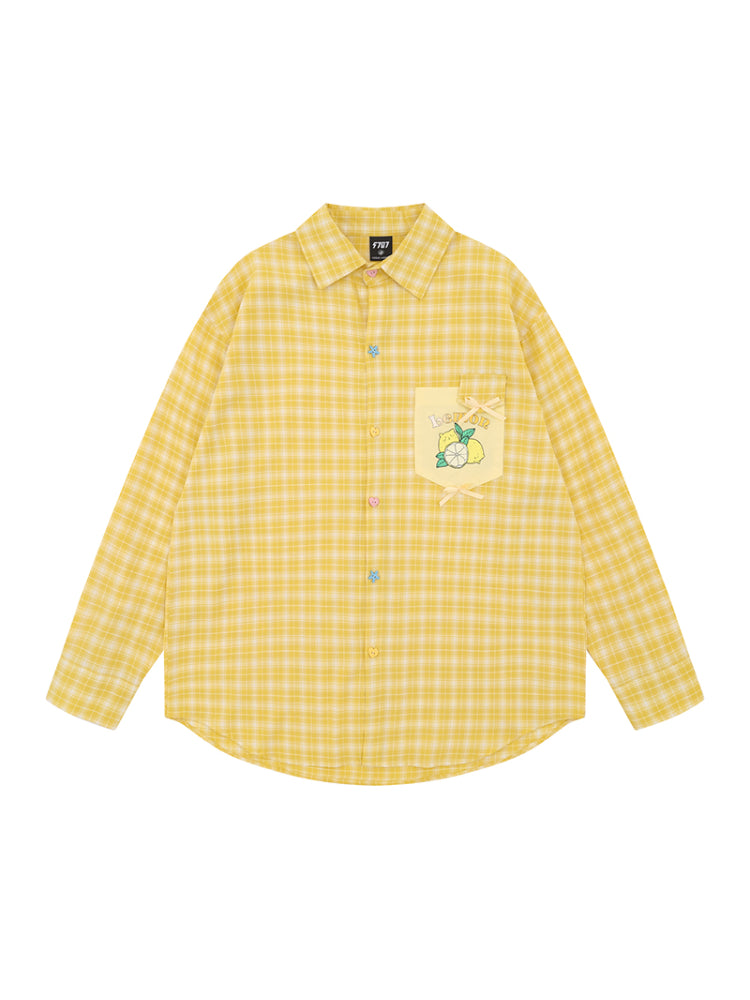Fruit Pop Whimsy Patch Plaid Shirts-ntbhshop