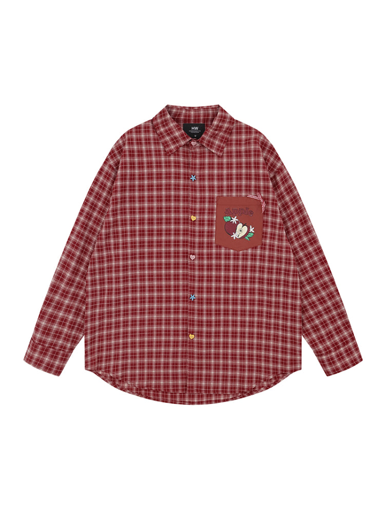 Fruit Pop Whimsy Patch Plaid Shirts-ntbhshop
