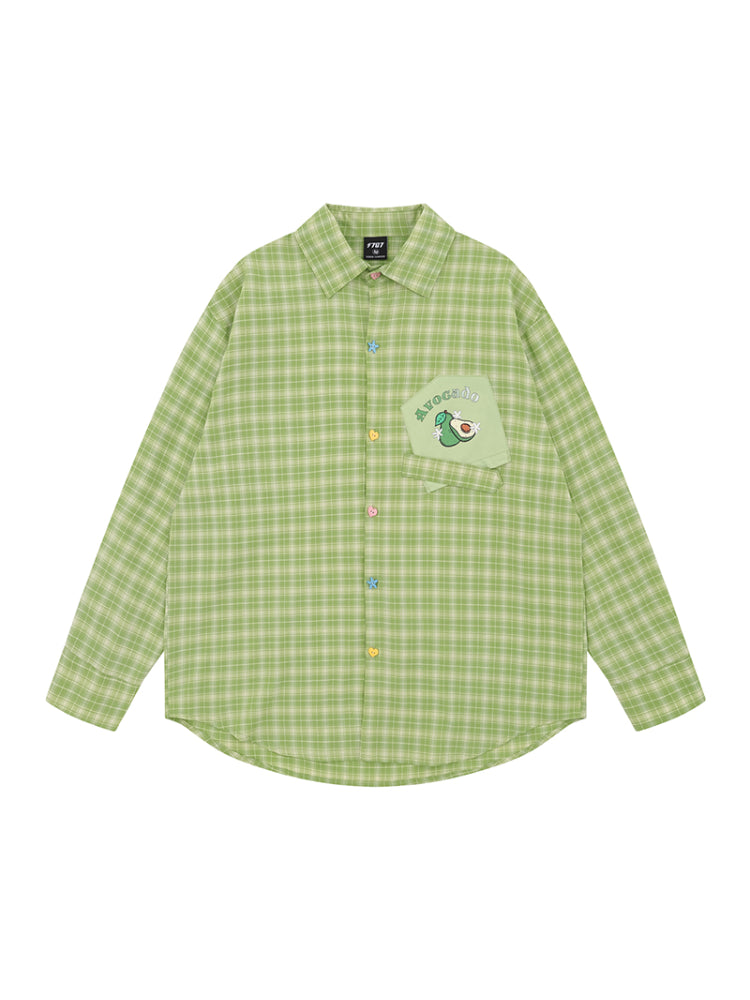 Fruit Pop Whimsy Patch Plaid Shirts-ntbhshop