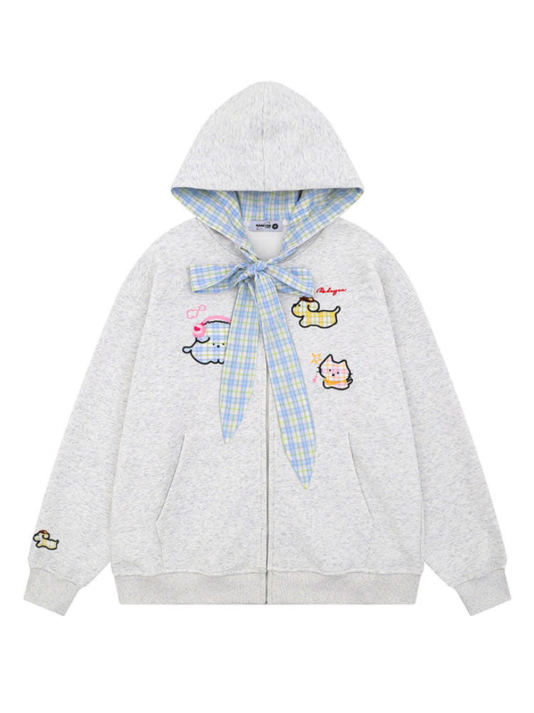 Plaid Ribbon Picnic Hooded Jackets-ntbhshop