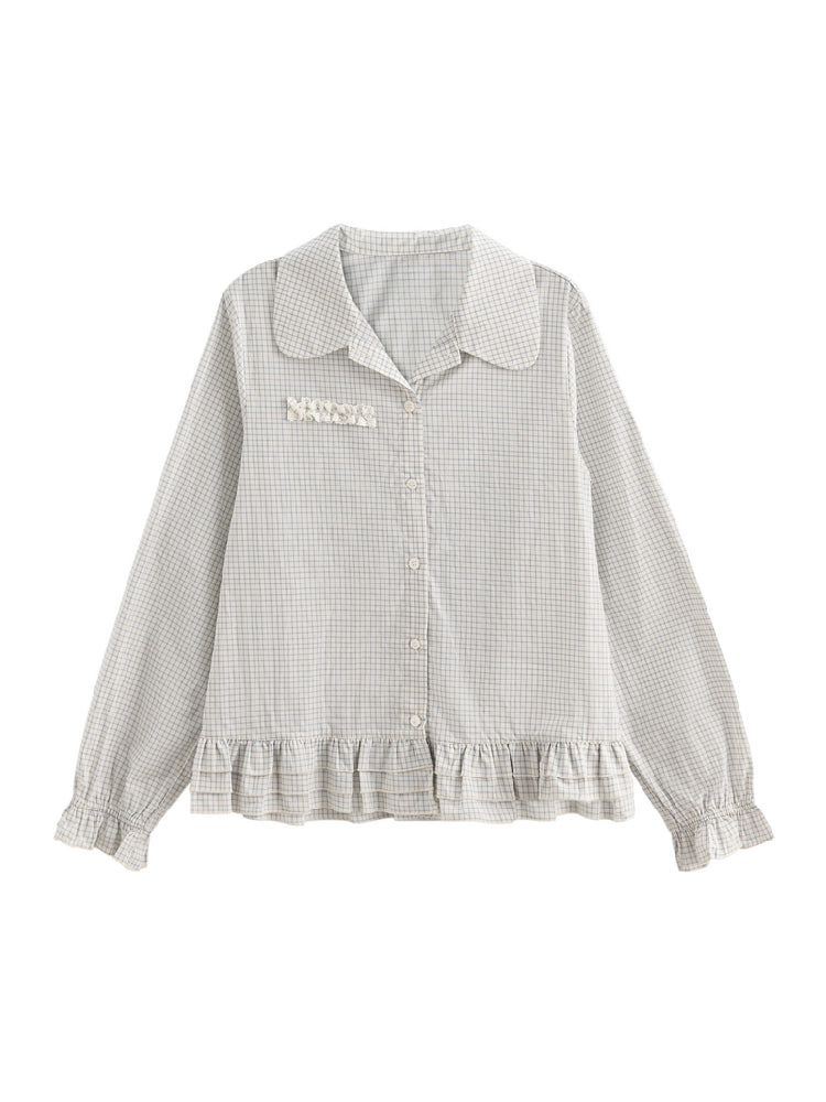 Soft Lecture Doll Gingham Blouse-ntbhshop