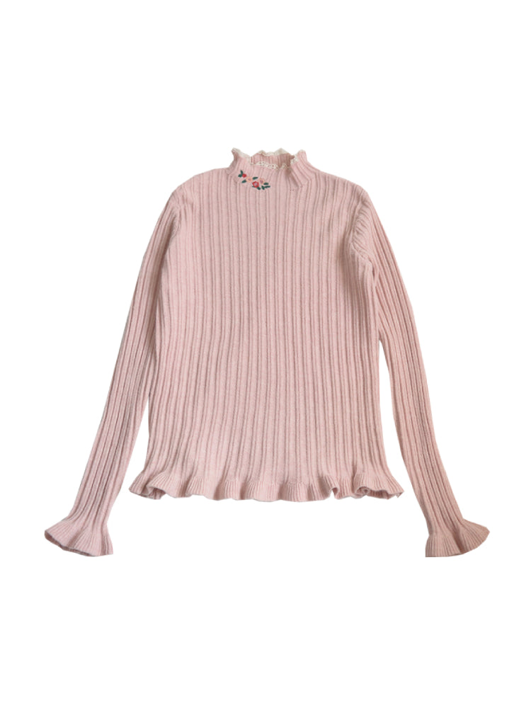 Wildflower Embroidery Knit Turtlenecks-ntbhshop