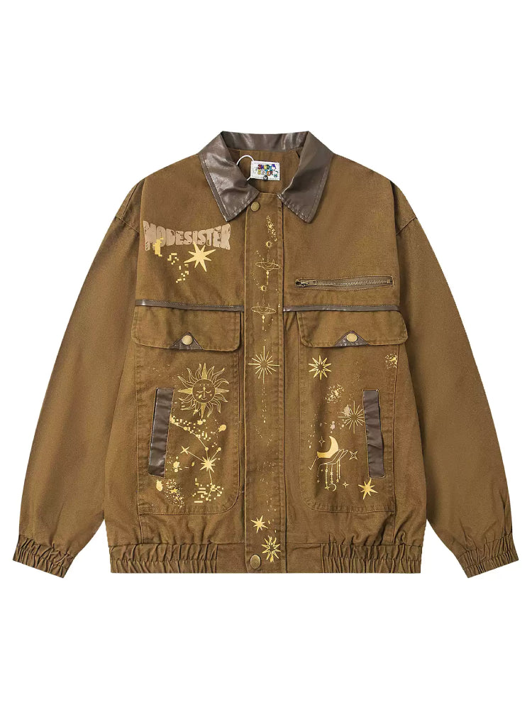 Golden Constellation Cargo Jacket-Outerwear-ntbhshop