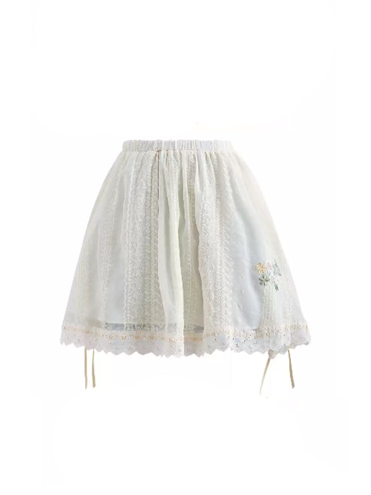 Pastoral Breeze Lace Blouse & Skirt-Sets-ntbhshop