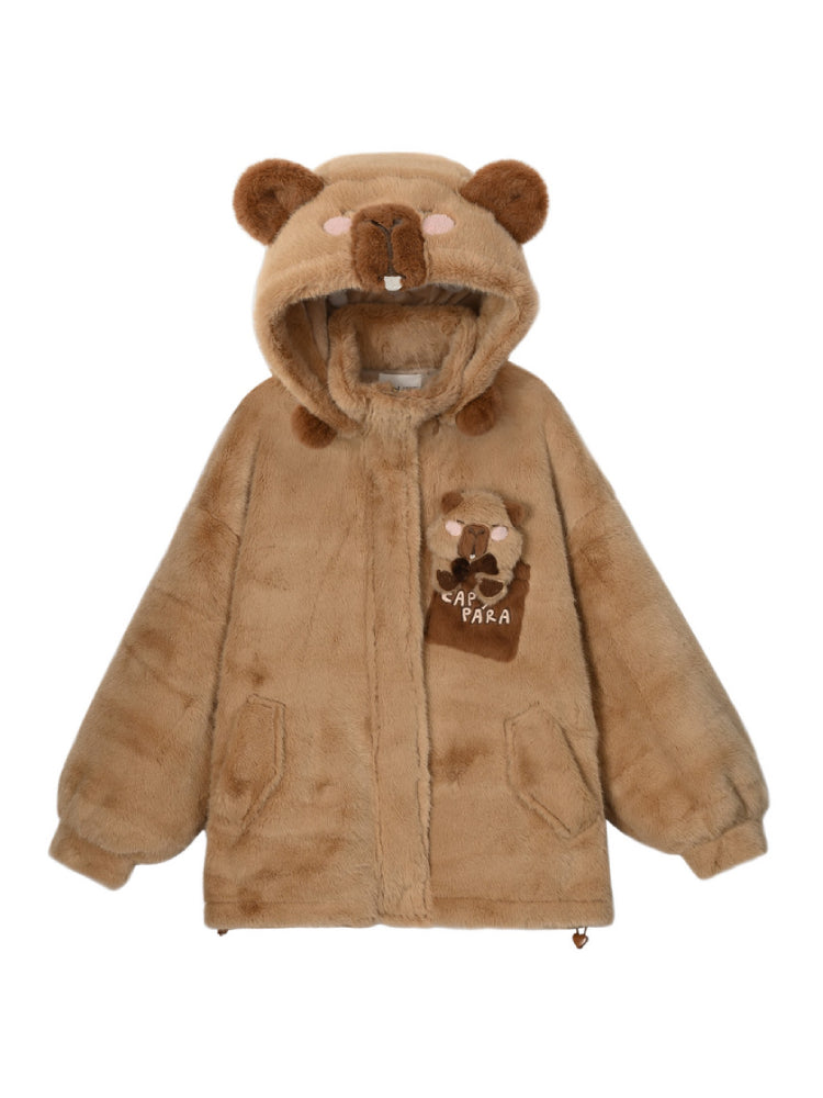 Capybara Marshmallow Hug Fleece Jacket-Outerwear-ntbhshop