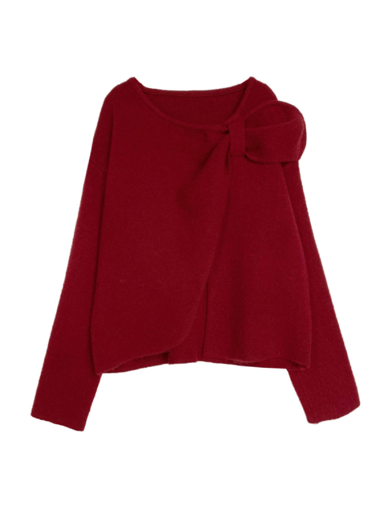 Crimson Archive Knit Cardigan, Tops & Midi Skirt-Sets-ntbhshop