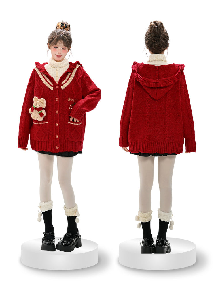 Warm Winter Days Knit Hooded Cardigan-ntbhshop