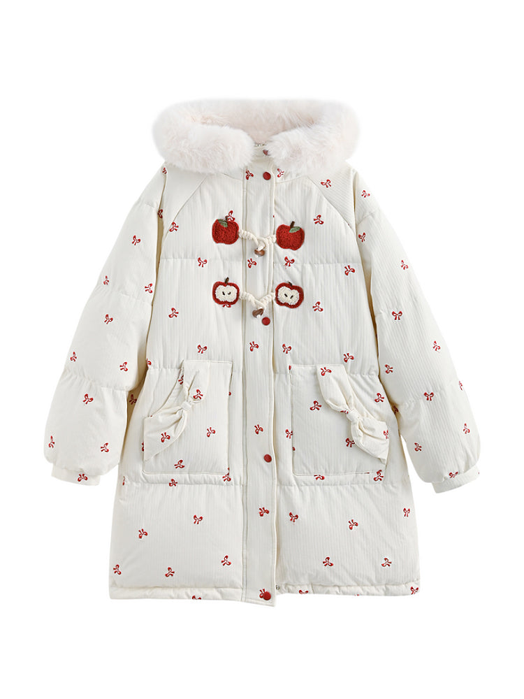 Red Apple Whimsy Puffer Coat-ntbhshop